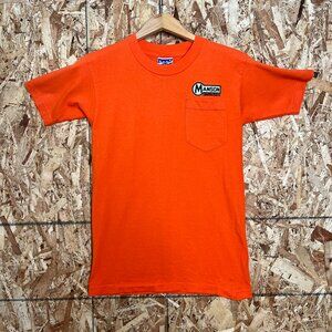 Vintage Manson Construction Co. T-Shirt | Orange Graphic Workwear Tee